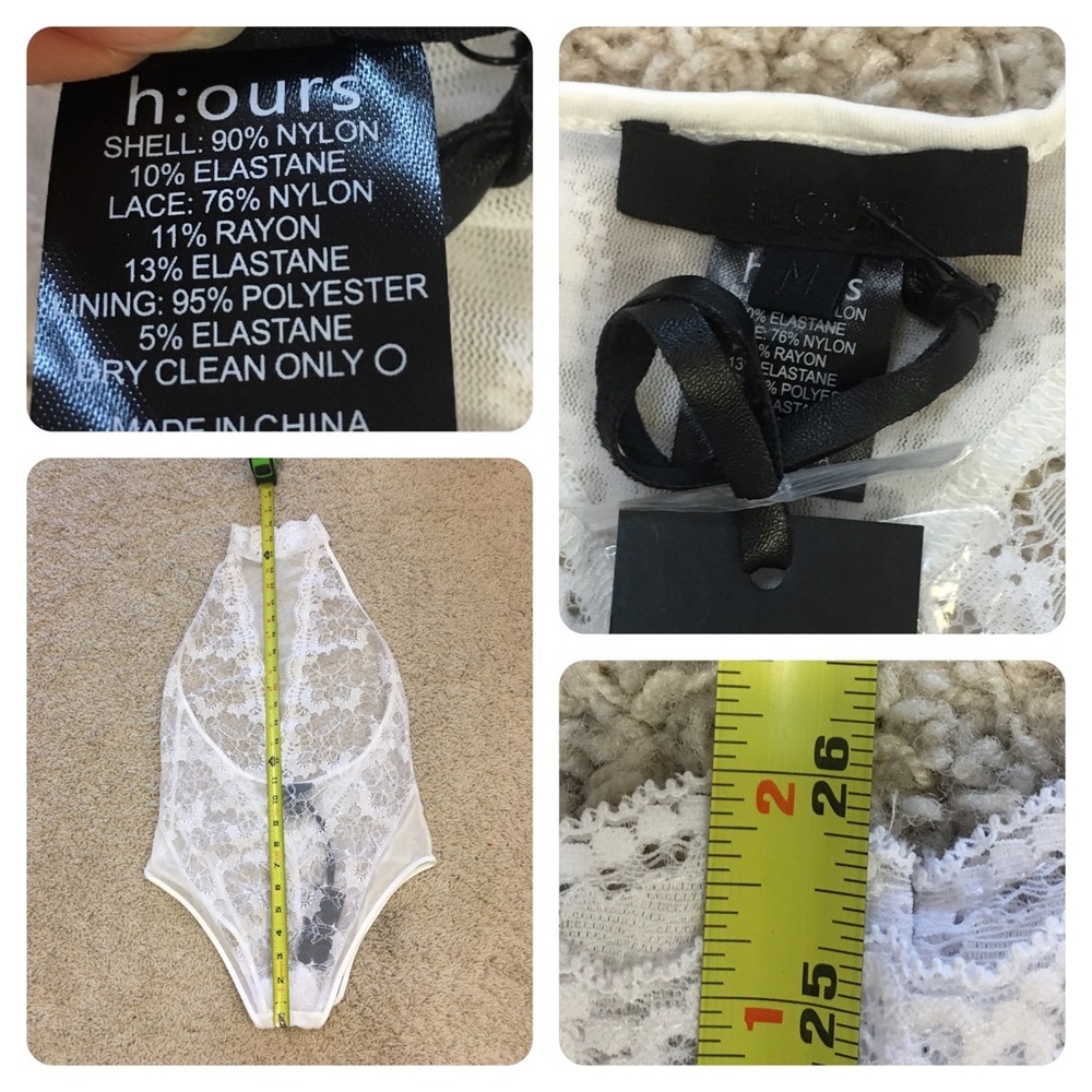 NWT! h:ours High Neck Lace Bodysuit in in White - Picture 3 of 4